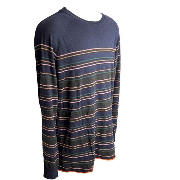 Scotch & Soda Crew Neck Knit Stripe Sweater Cotton Cashmere Men’s XL Navy Blue - Picture 3 of 11